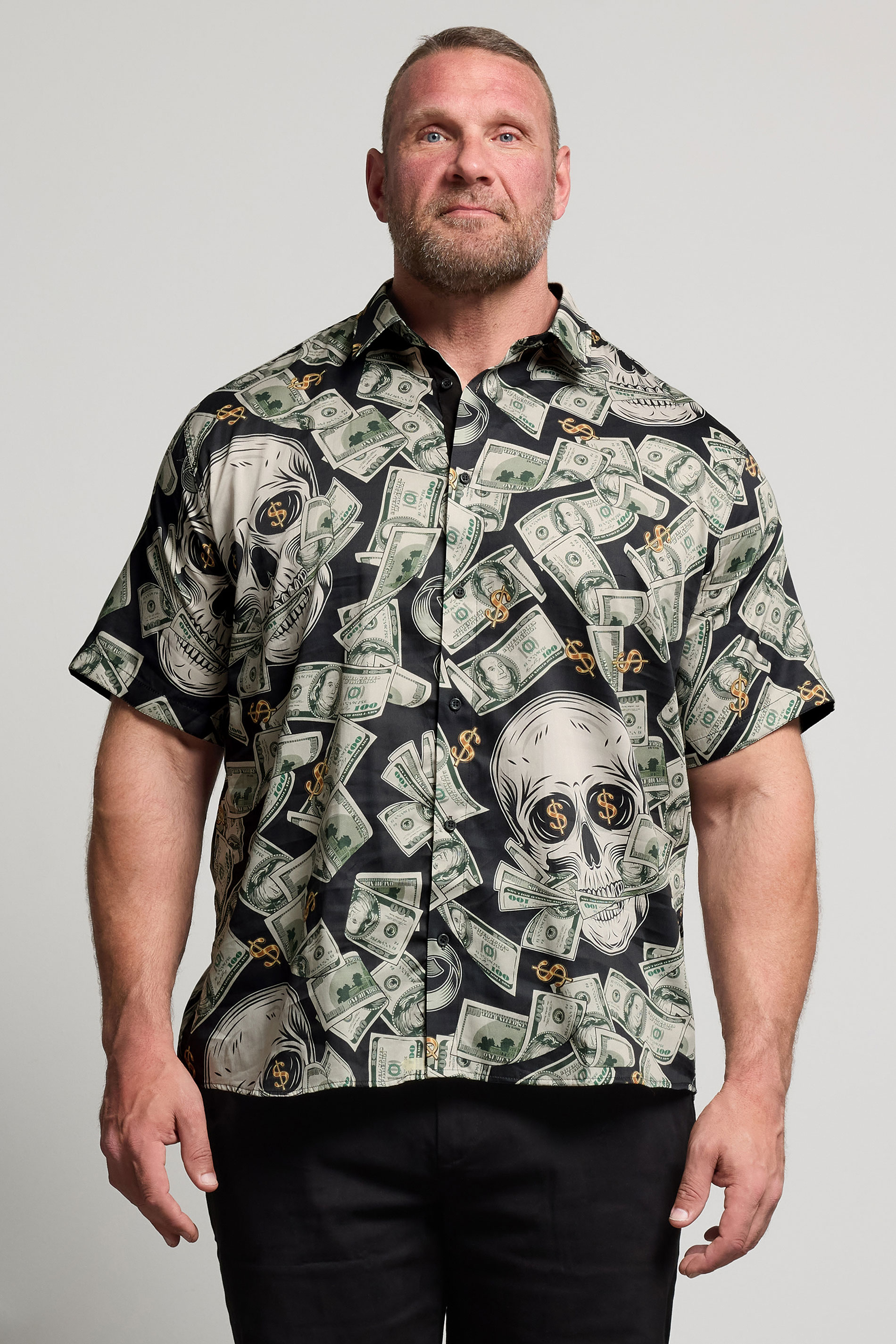 Kam KAM Big & Tall Black Dollar Bills Print Shirt