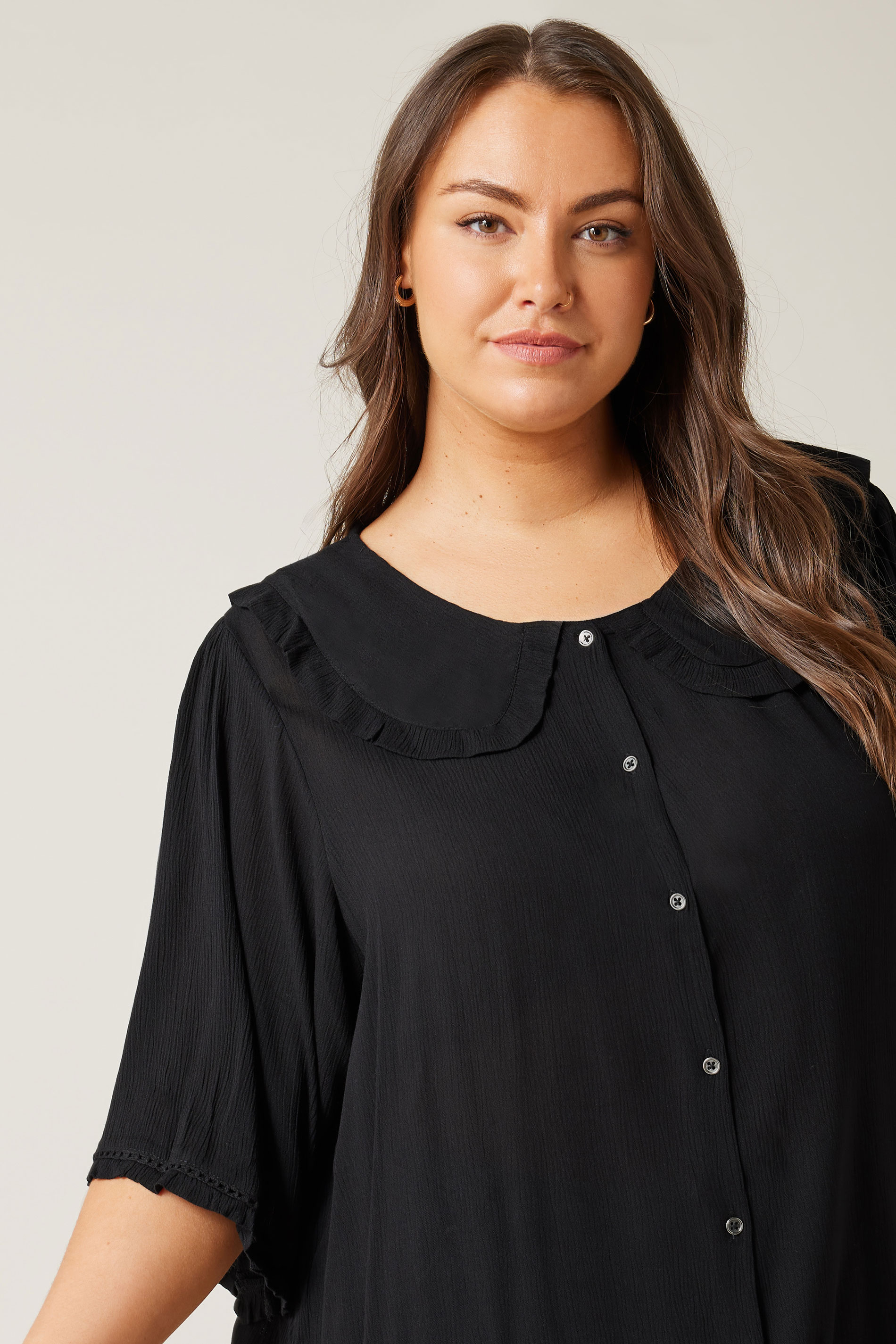 Evans Evans Black Button Front Blouse