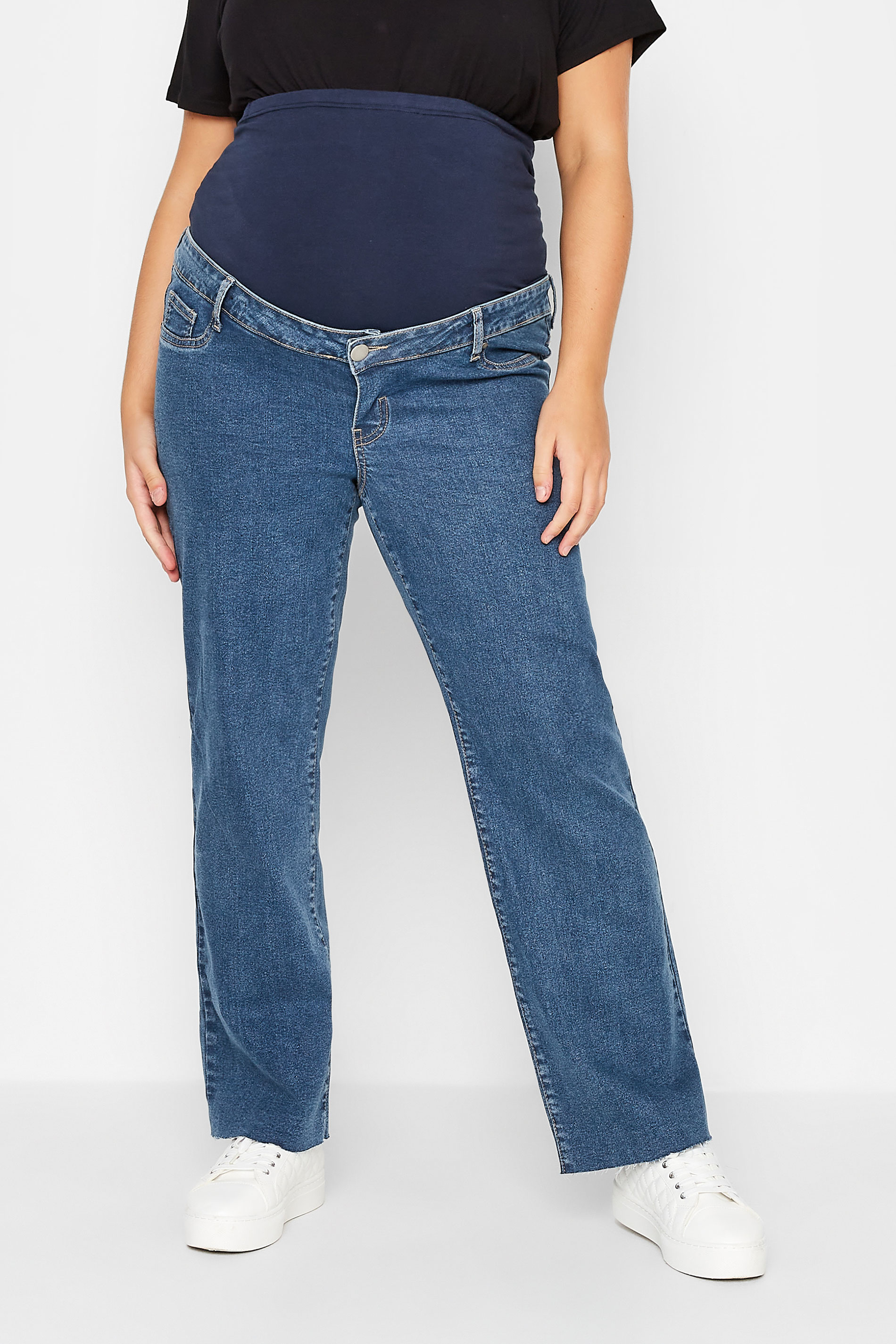 Bump It Up BUMP IT UP MATERNITY Curve Mid Blue Stretch Wide Leg Jeans