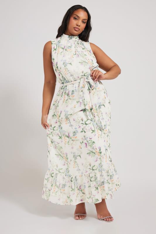 Yours London YOURS LONDON Curve Ivory White Floral Tiered Maxi Dress