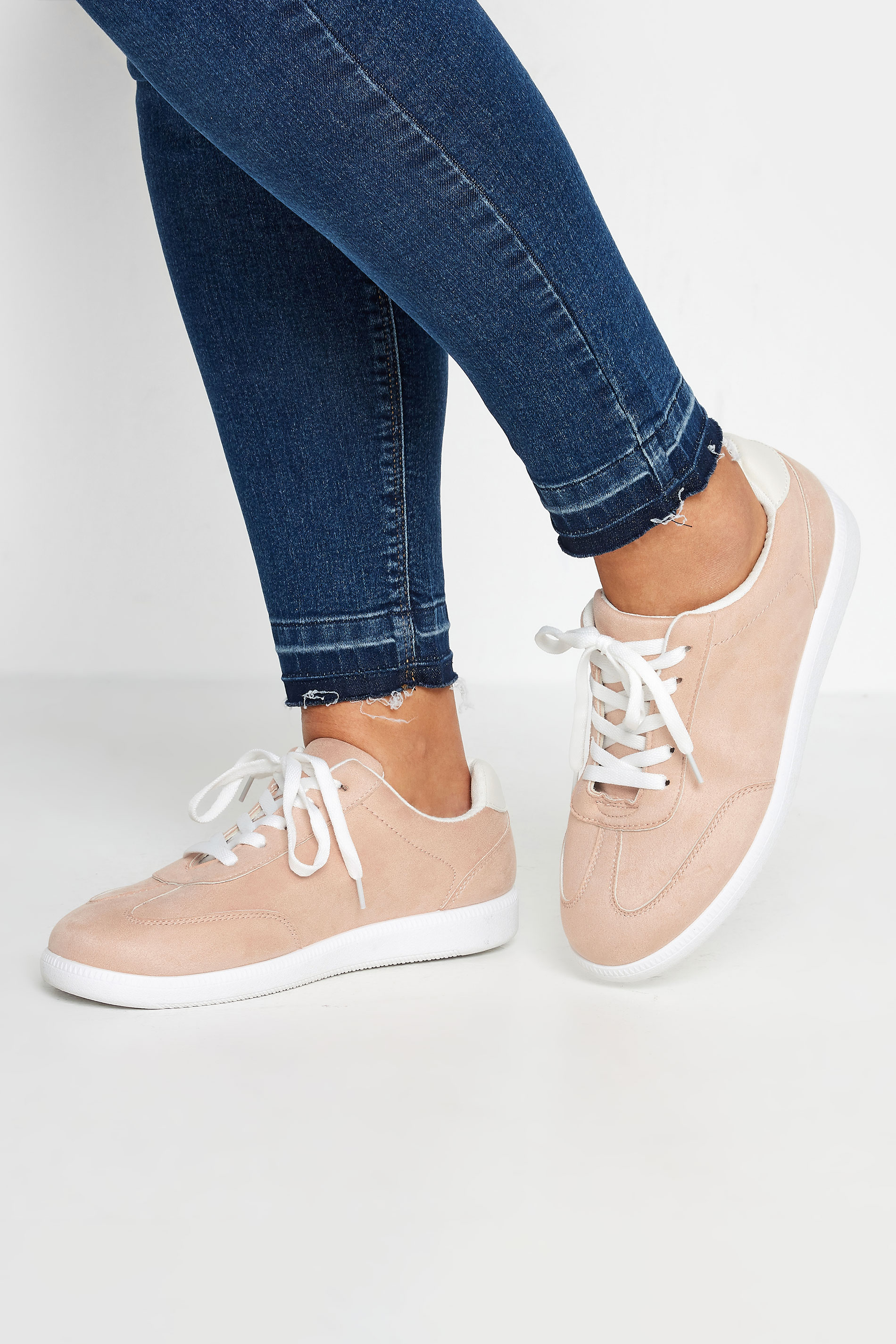 Yours Pink Retro Trainers In Extra Wide EEE Fit