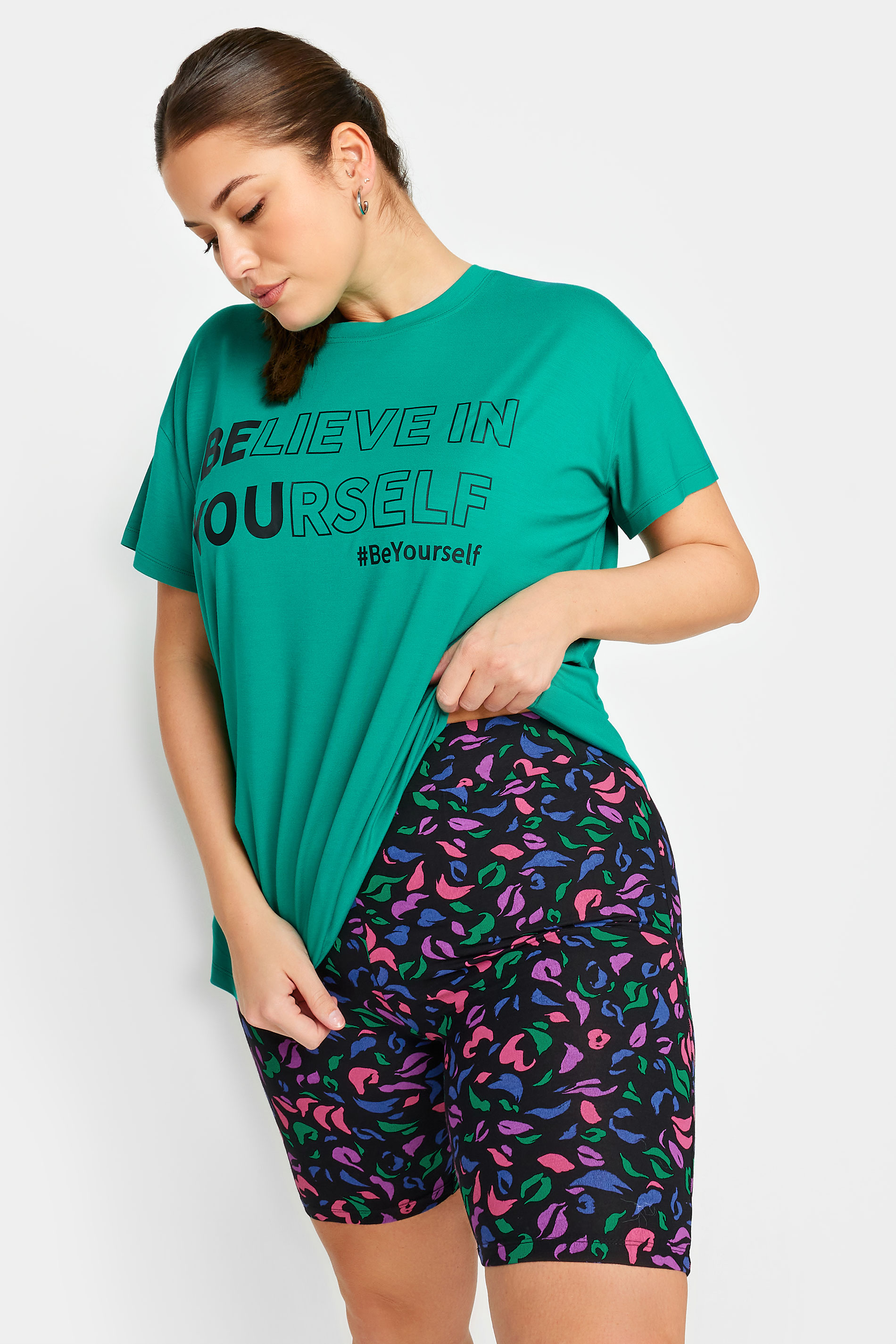 Yours YOURS ACTIVE Curve Black Abstract Print Shorts