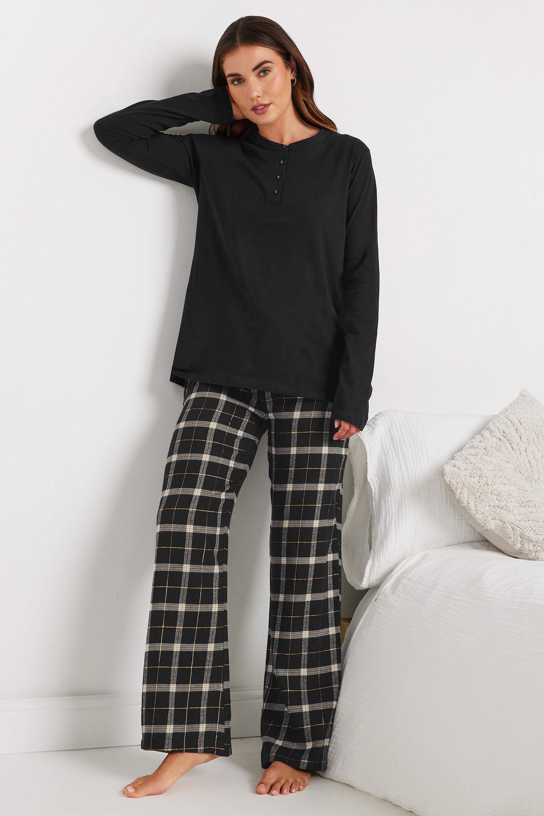 LTS LTS Tall Black Woven Check Pyjama Bottoms