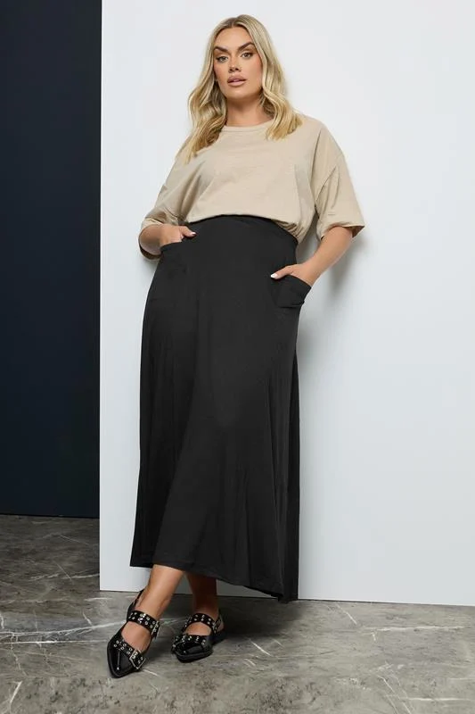 Yours YOURS Curve Black Maxi Jersey Stretch Skirt