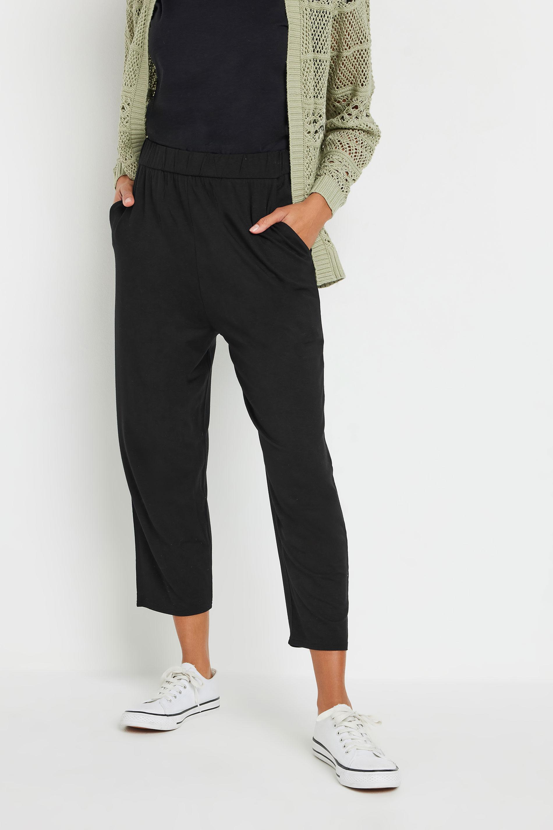 M&Co Womens M&Co Black Elasticated Waist Cropped Hareem Trousers