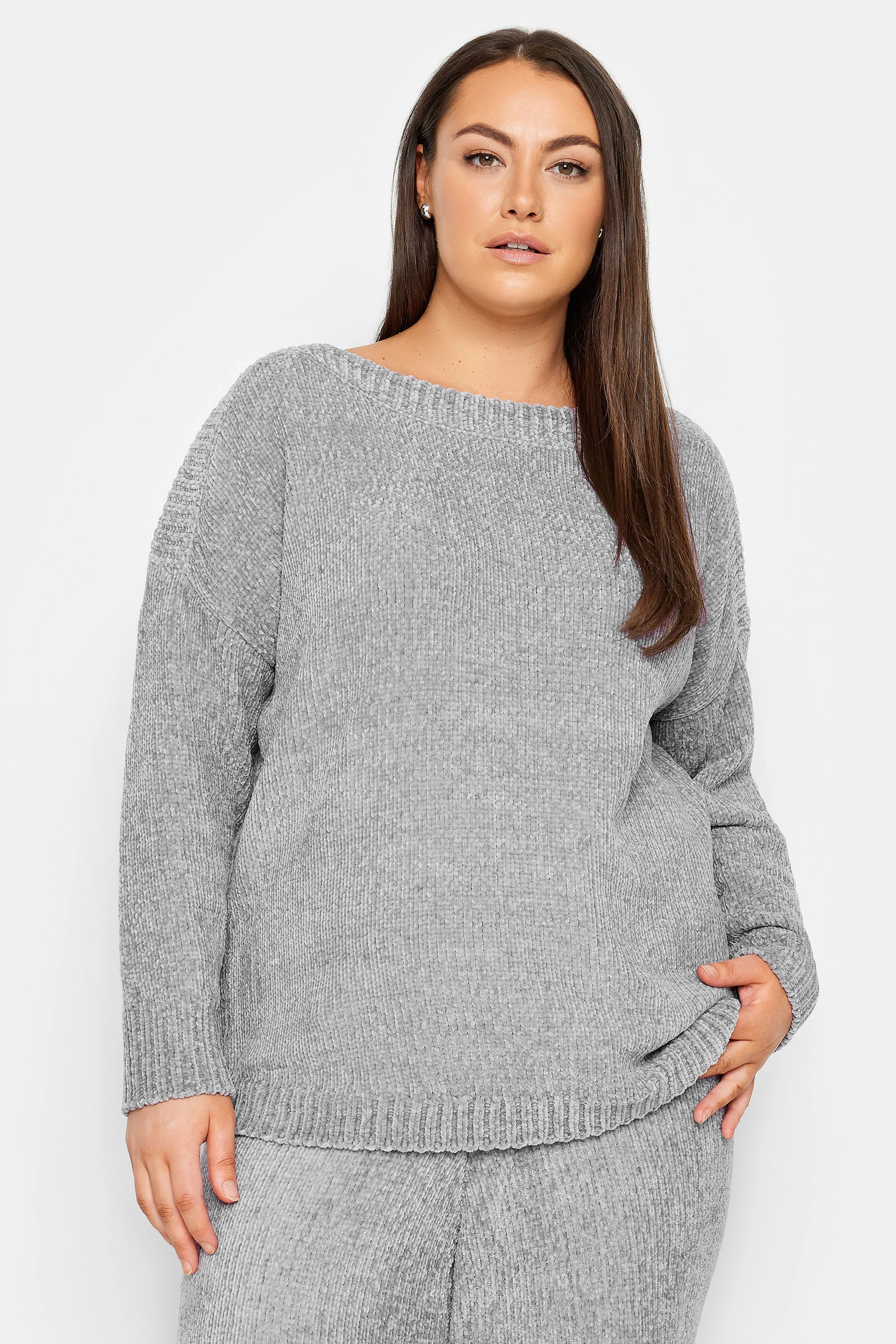 Evans Evans Grey Knitted Casual Jumper