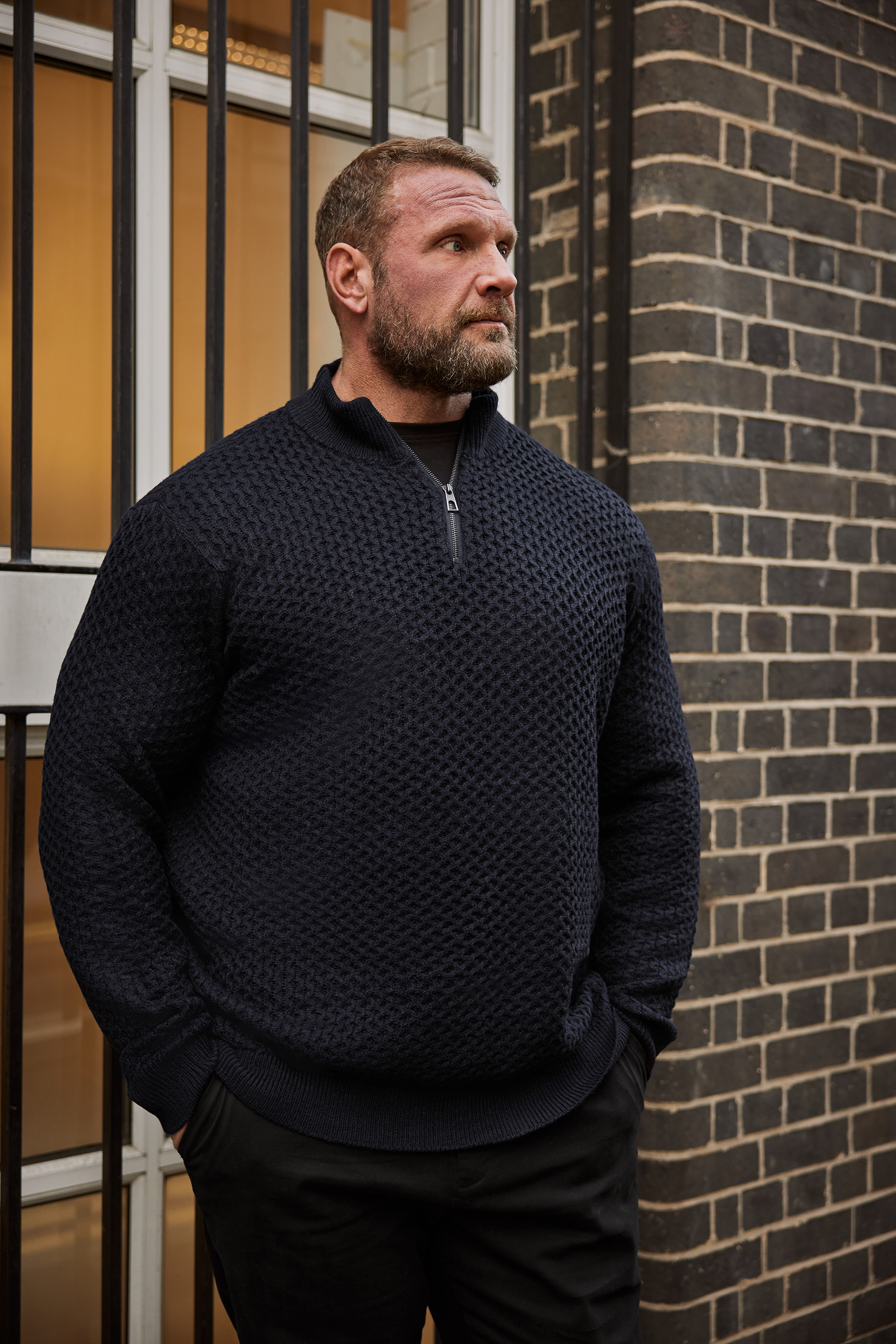 BadRhino BadRhino Big & Tall Navy Blue Quarter Zip Knitted Jumper