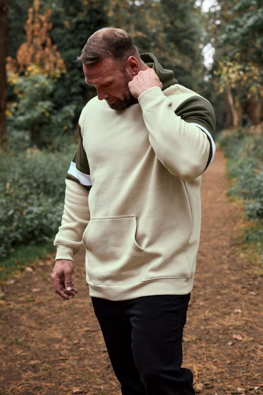 BadRhino BadRhino Big & Tall Natural Brown Colourblock Hoodie