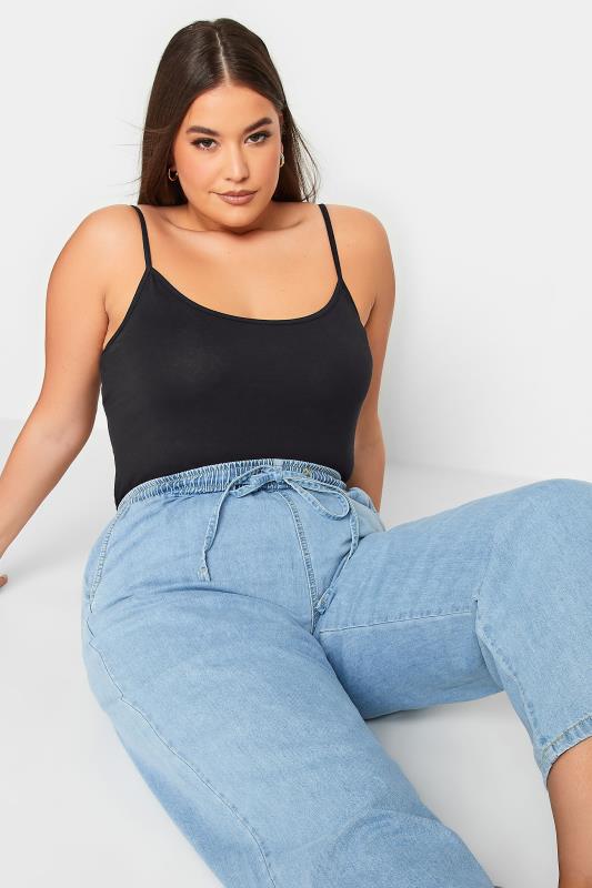 Yours YOURS Curve Black Side Stripe Tapered Trousers