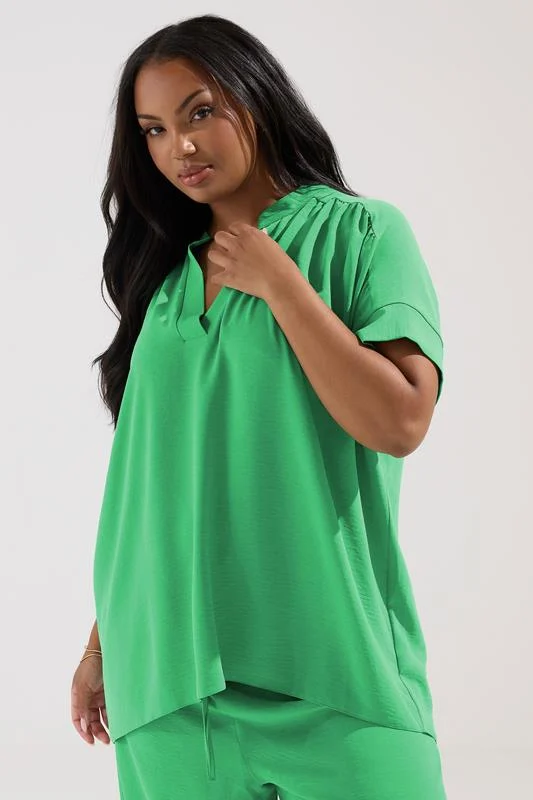 Yours YOURS Curve Green Notch Neck Blouse