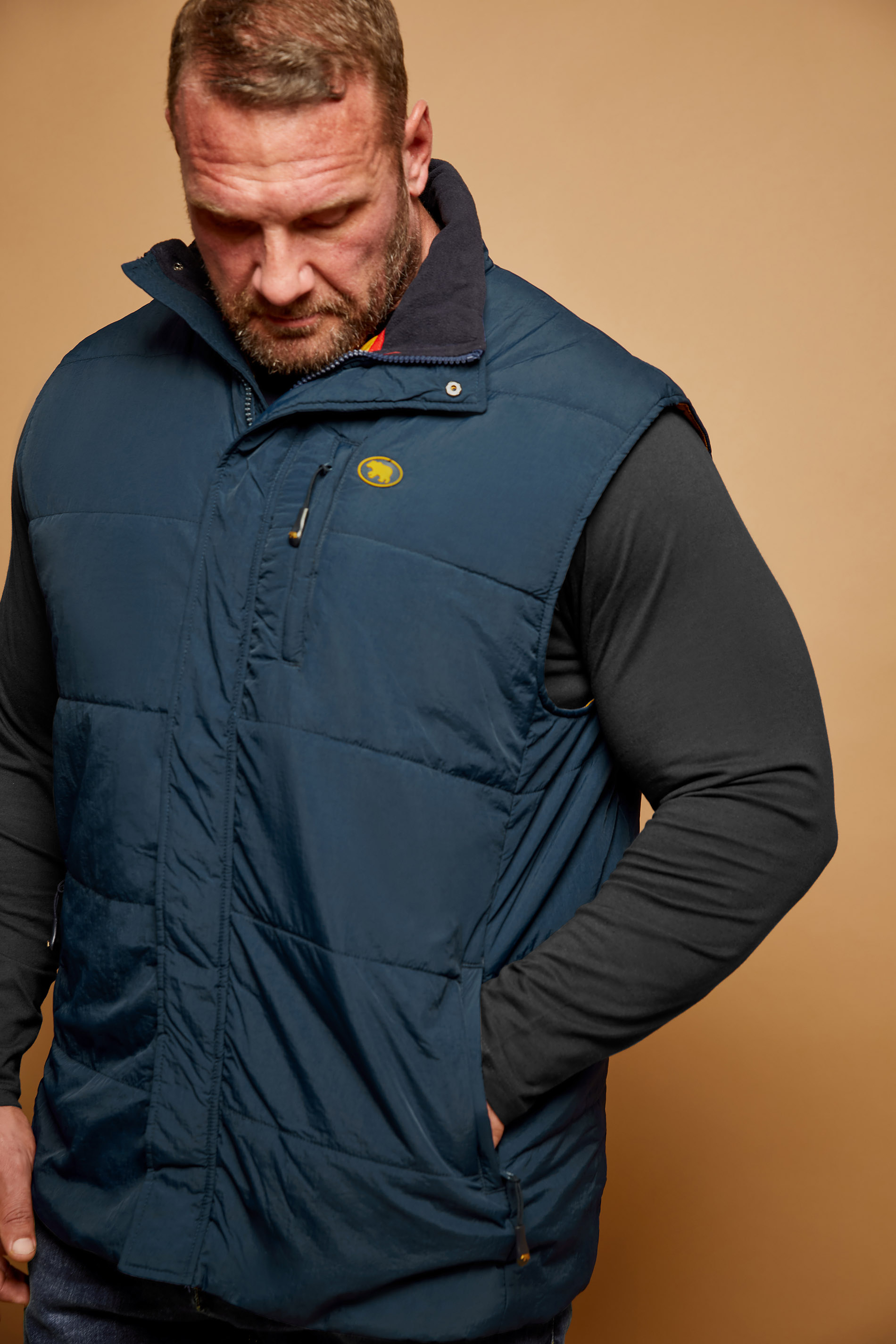 D555 D555 Big & Tall Navy Zip Through Padded Gilet