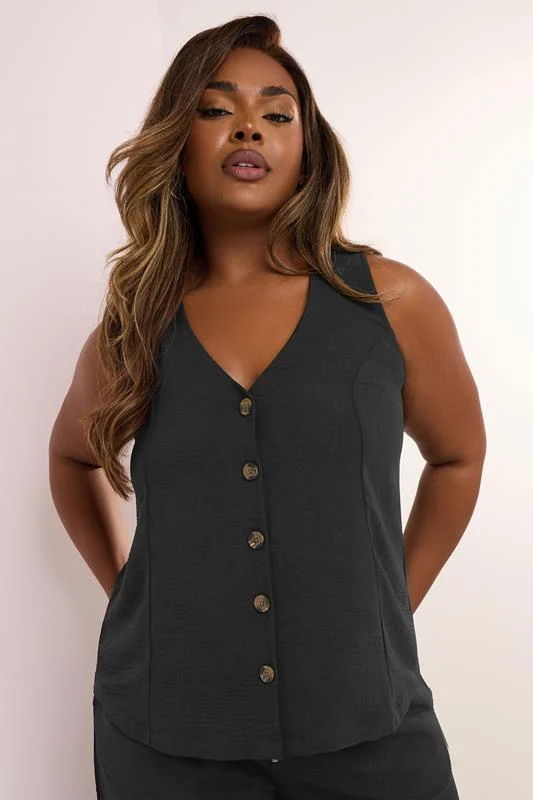 Yours YOURS Curve Black Button Through Waistcoat