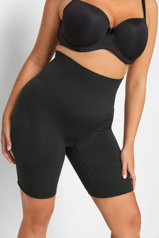 Yours YOURS Curve Black Seamless Control High Waisted Shorts