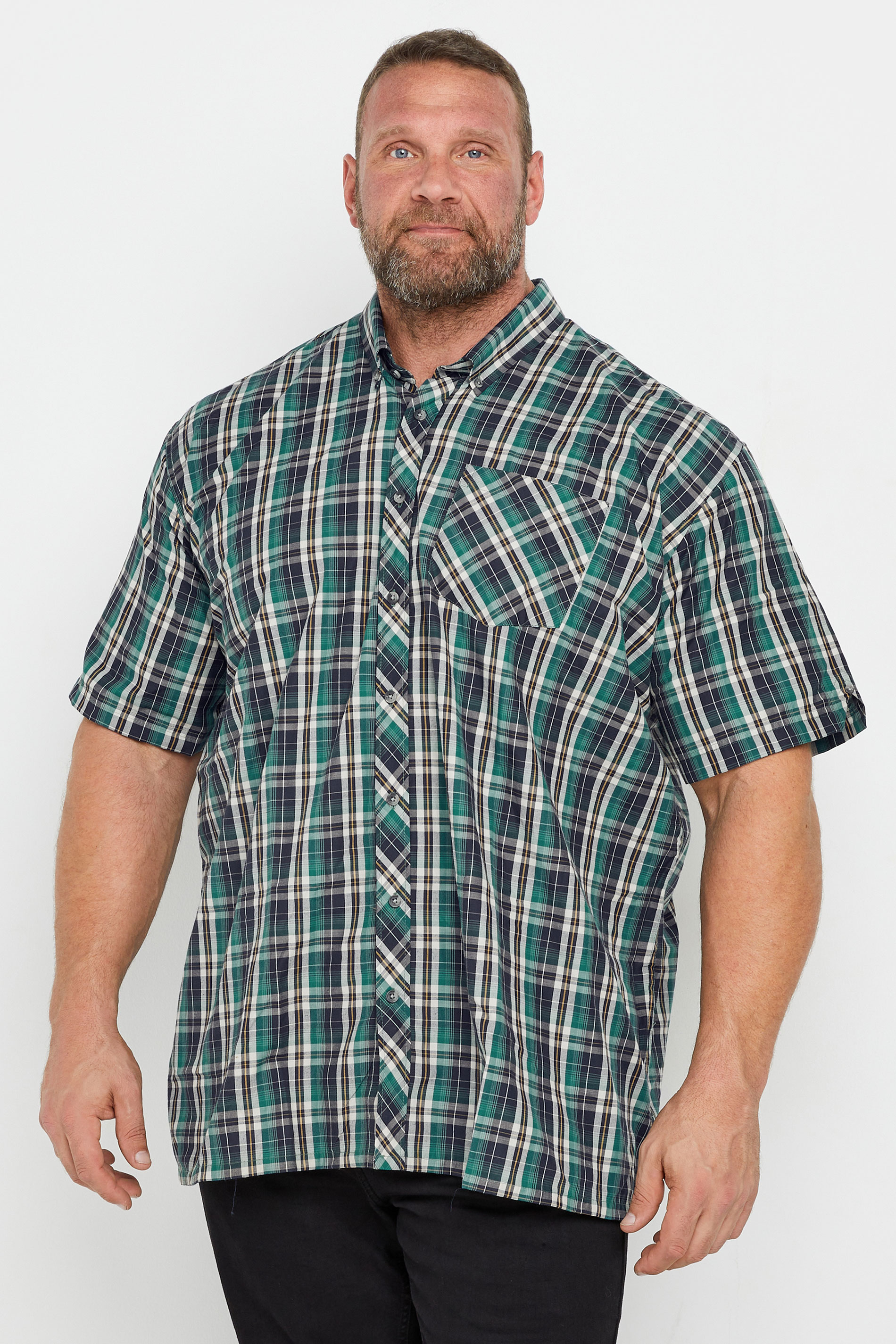 Espionage ESPIONAGE Big & Tall Green Check Print Shirt