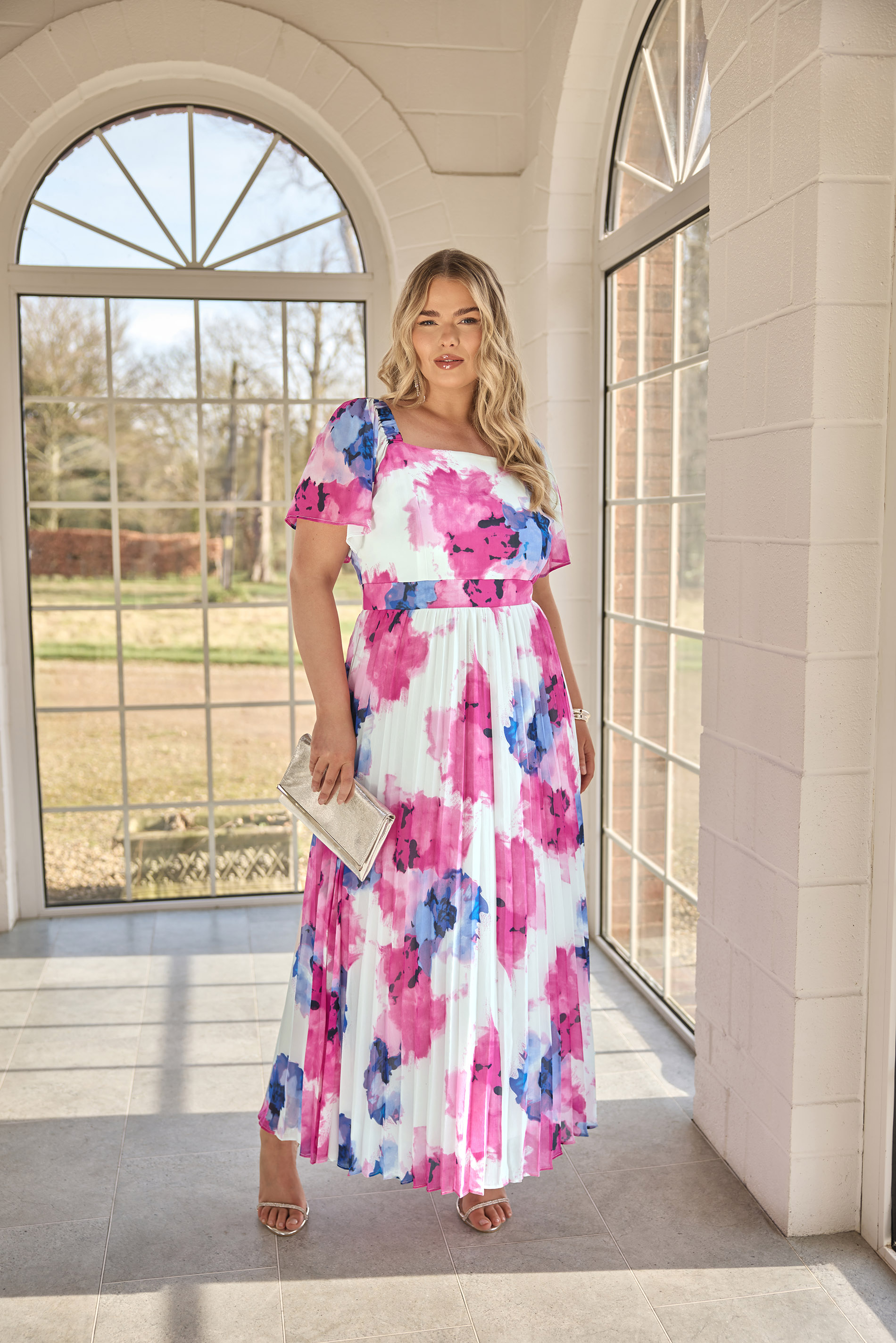 Yours London YOURS LONDON Curve White Abstract Print Maxi Dress