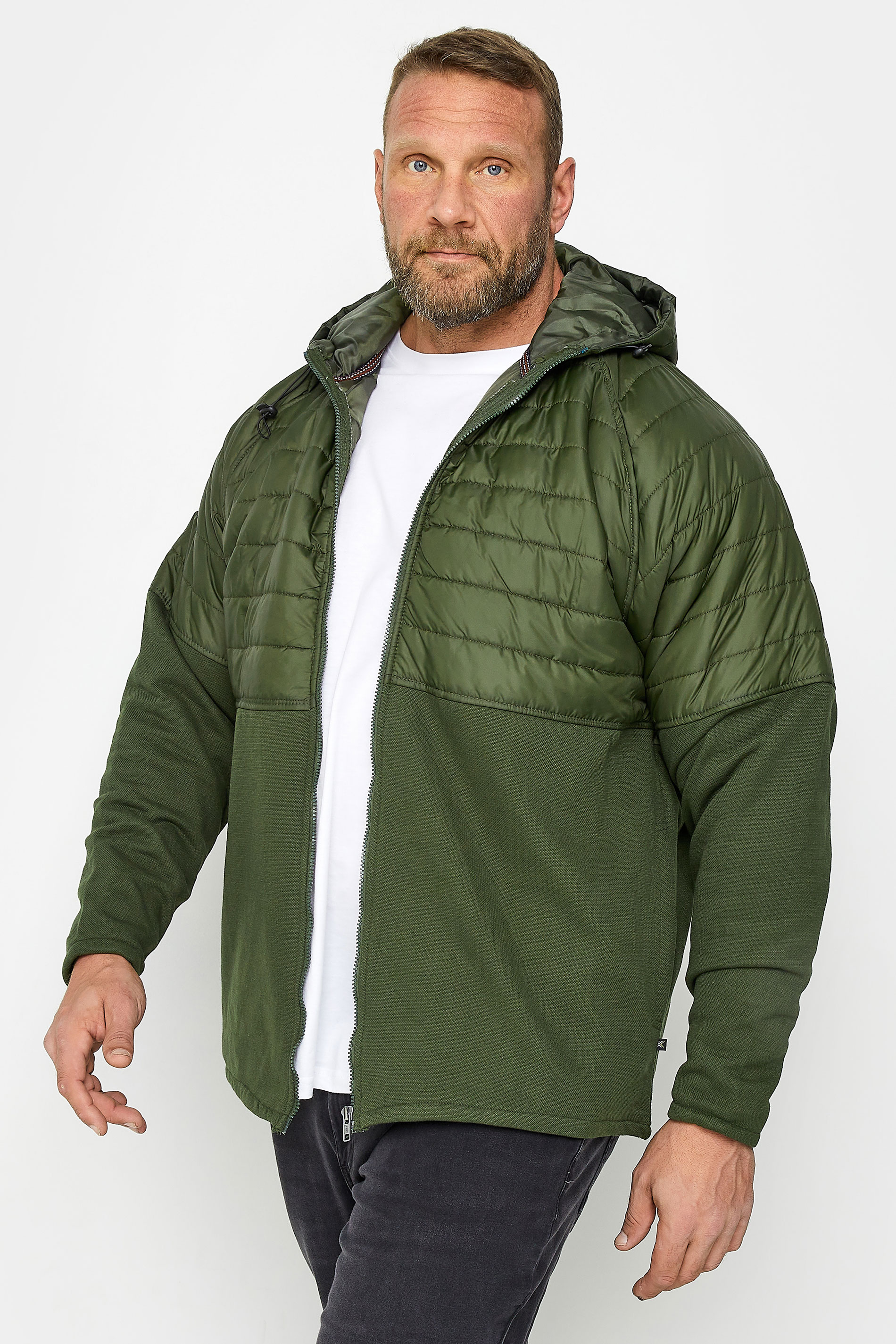 Kam KAM Big & Tall Khaki Green Pique Hoodie