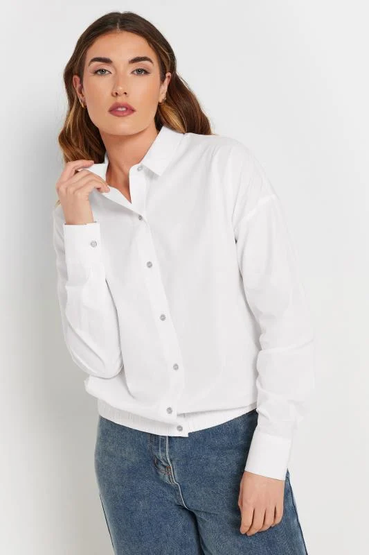 LTS LTS Tall White Cotton Elasticated Hem Shirt