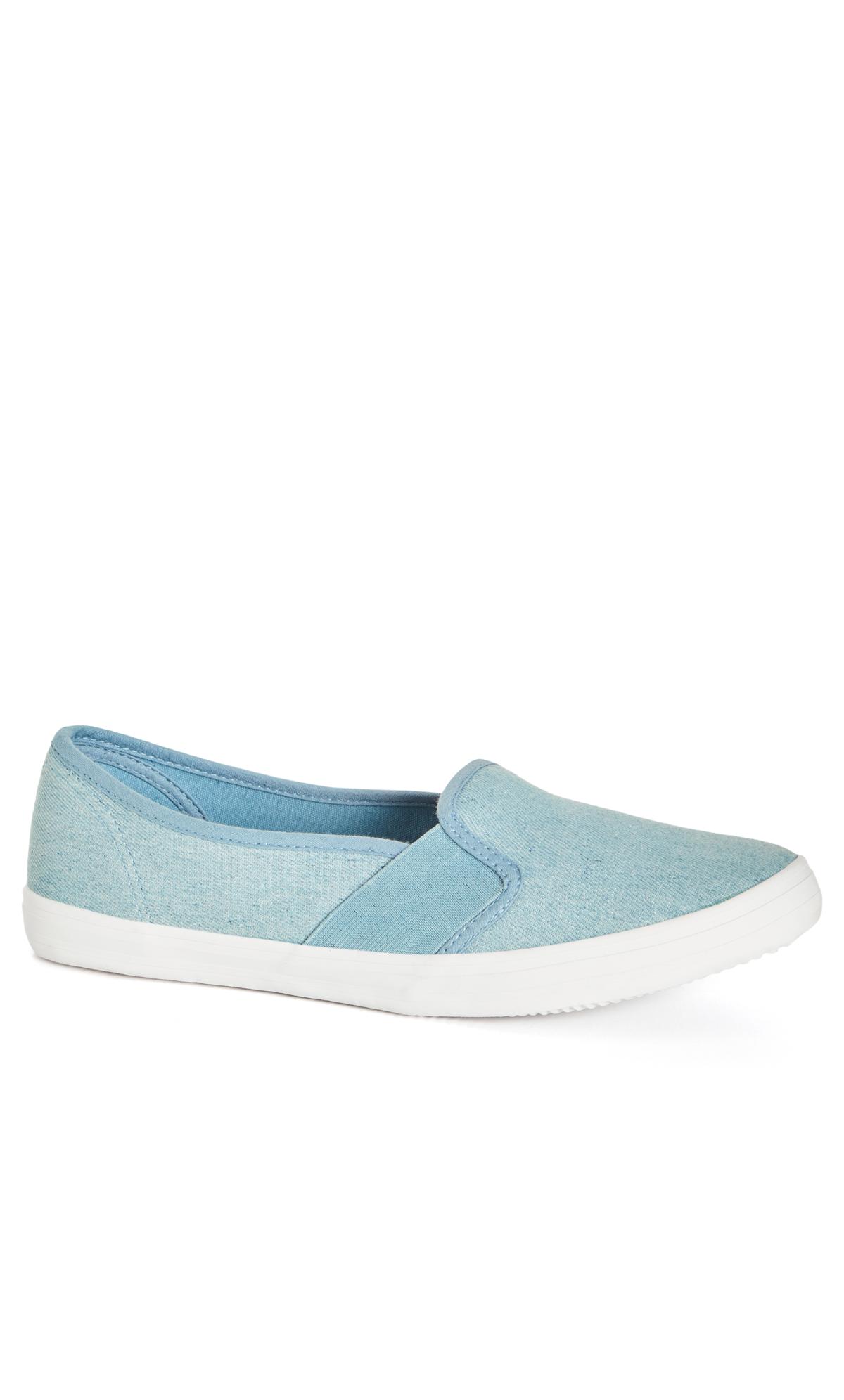 Evans Evans WIDE FIT Blue Denim Blue Slip On Trainers