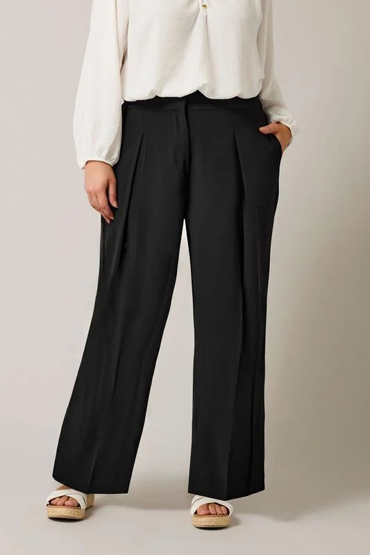 Evans EVANS Curve Black Wide Leg Tailored Trousers