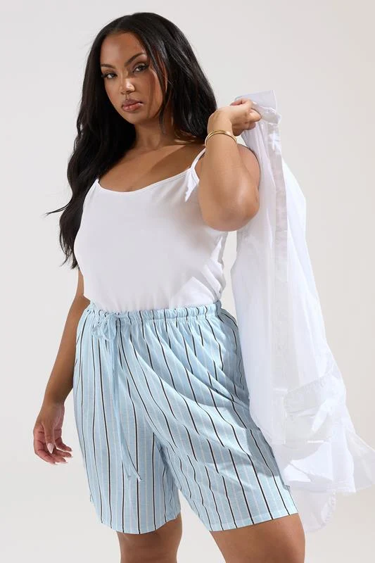 Yours YOURS Curve Blue Stripe Shorts