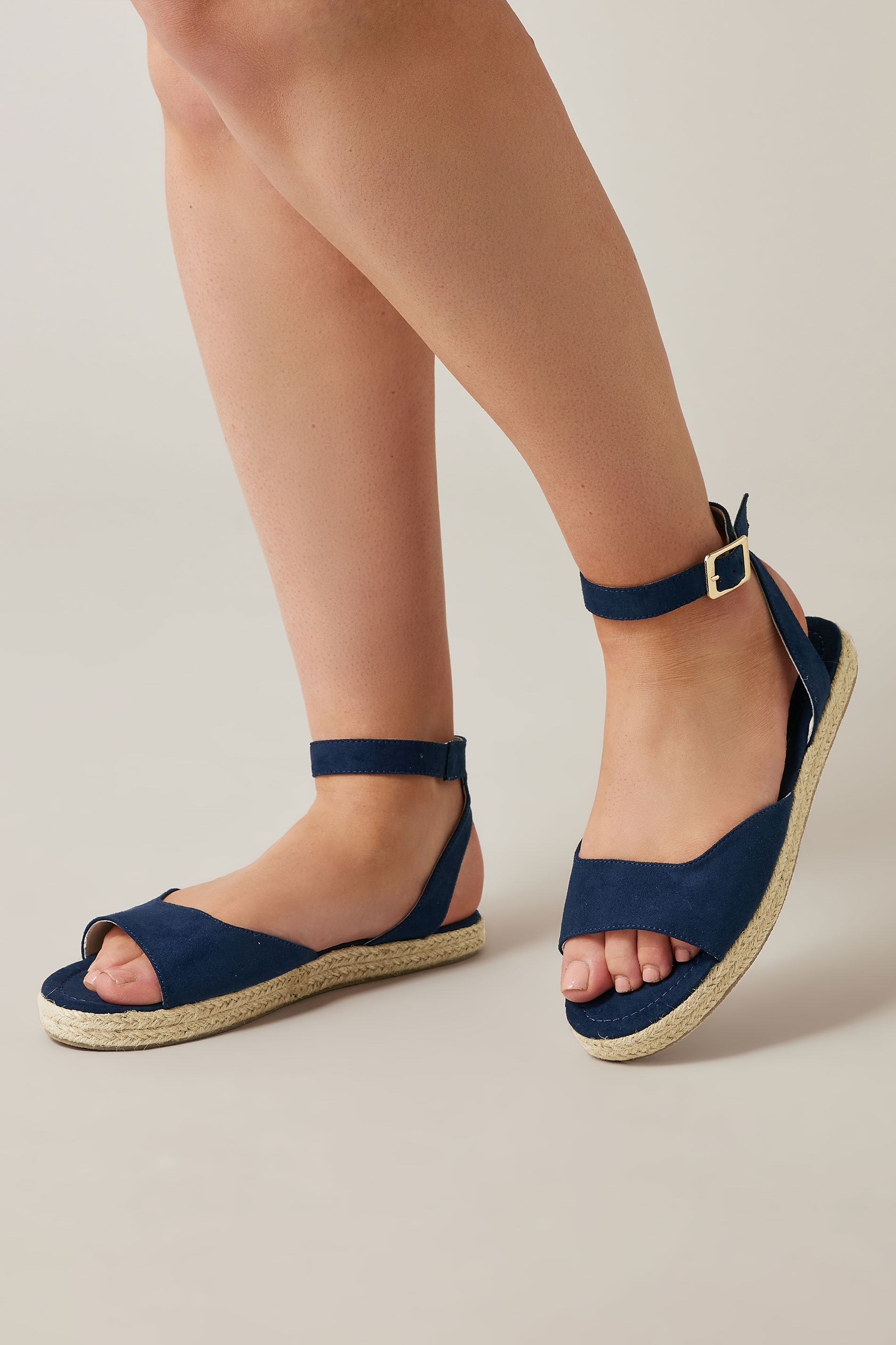 Evans Evans Navy EXTRA WIDE FIT Faux Suede Espadrille
