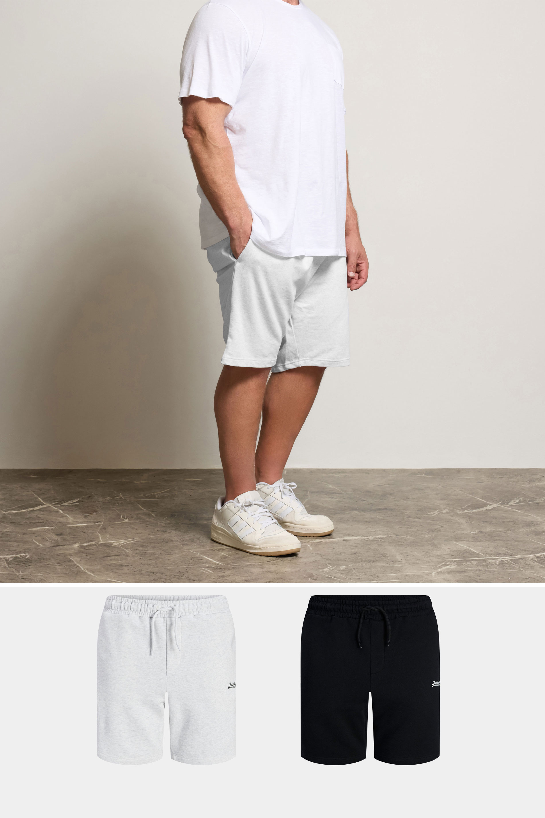 Jack & Jones JACK & JONES Big & Tall 2 Pack Black & Grey 'Beau' Jogger Shorts
