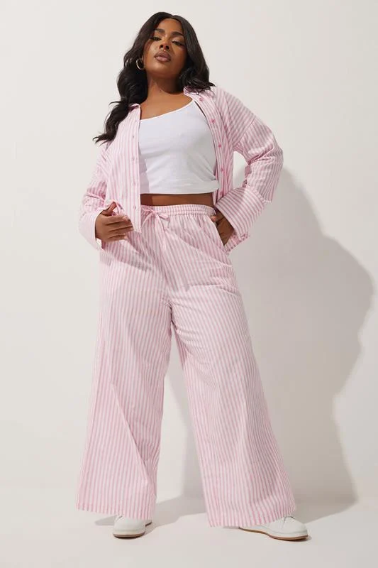 Limited Collection LIMITED COLLECTION Curve Pink & White Stripe Shirt