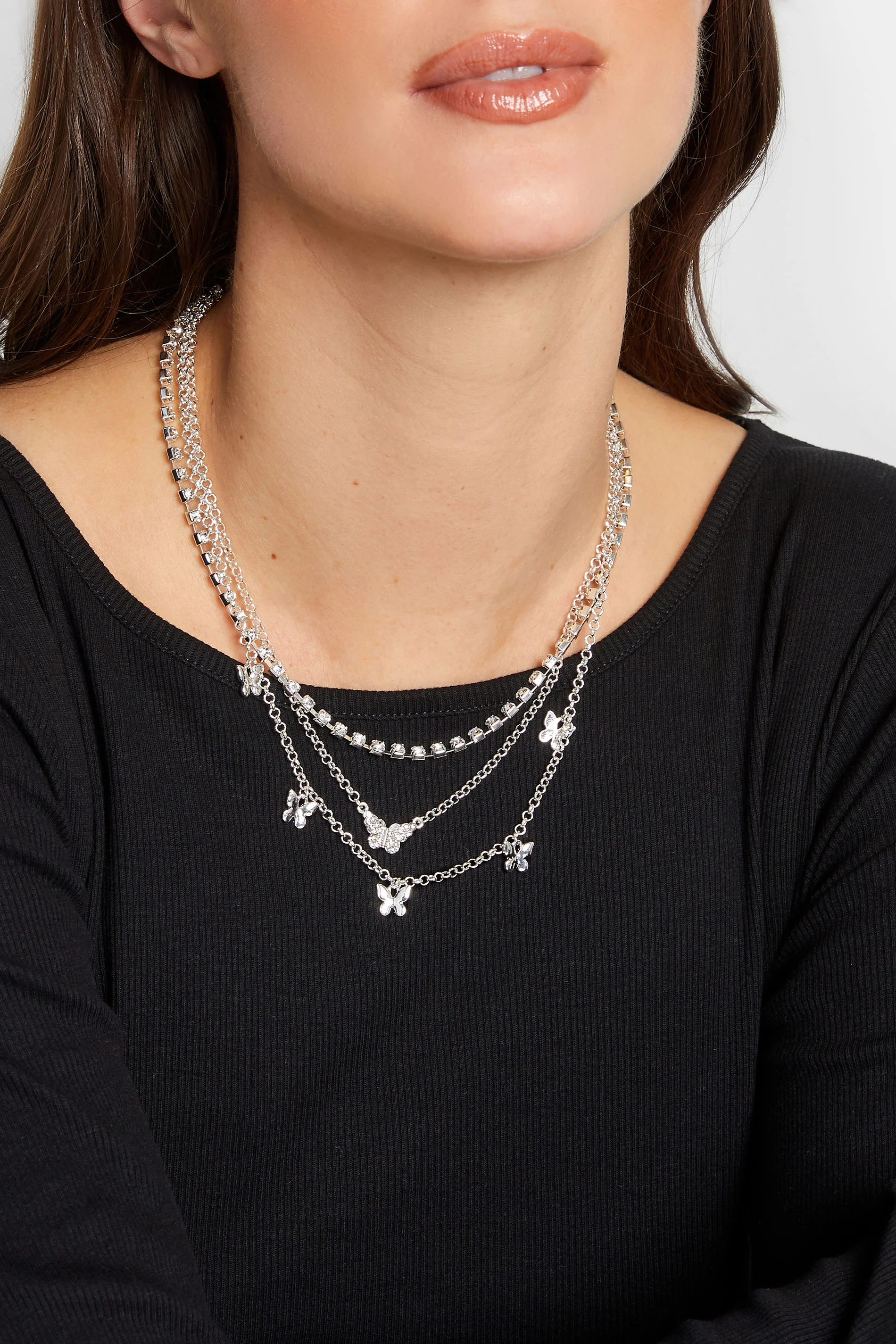 Yours Silver Butterfly Layer Necklace