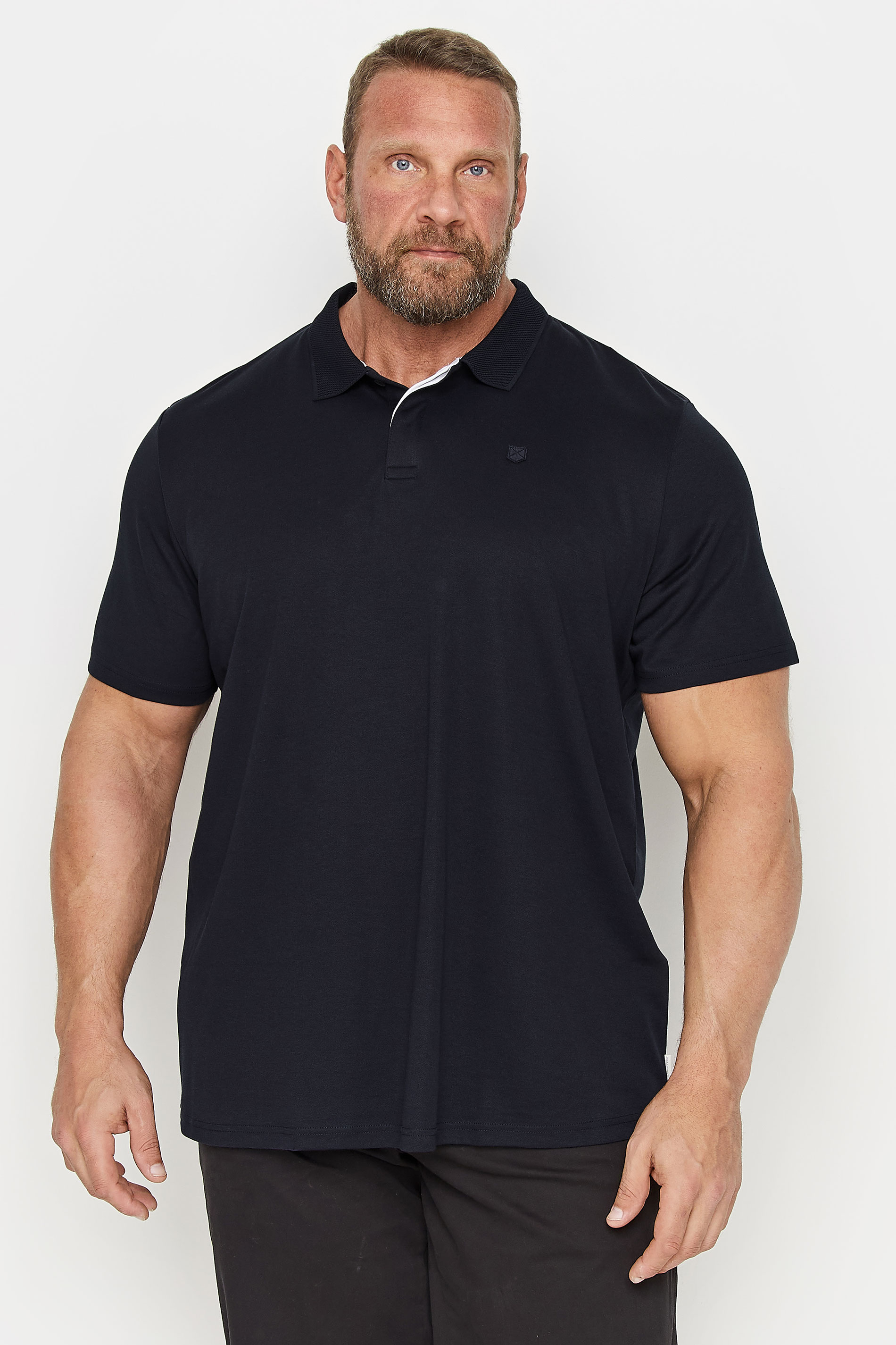 Jack & Jones JACK & JONES Big & Tall Navy Blue Short Sleeve Polo Shirt