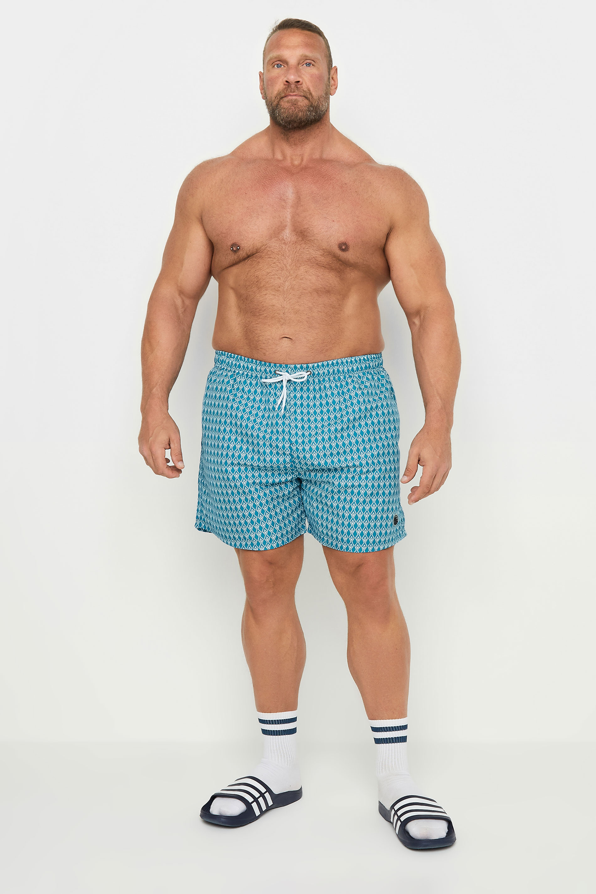 Espionage ESPIONAGE Big & Tall Light Blue Geometric Print Swim Shorts