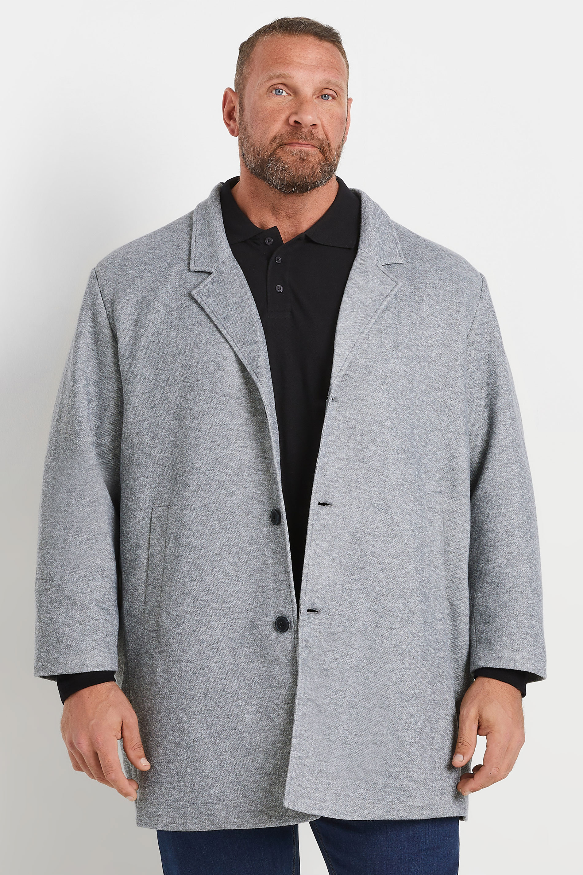 Jack & Jones JACK & JONES Big & Tall Light Grey Formal Coat