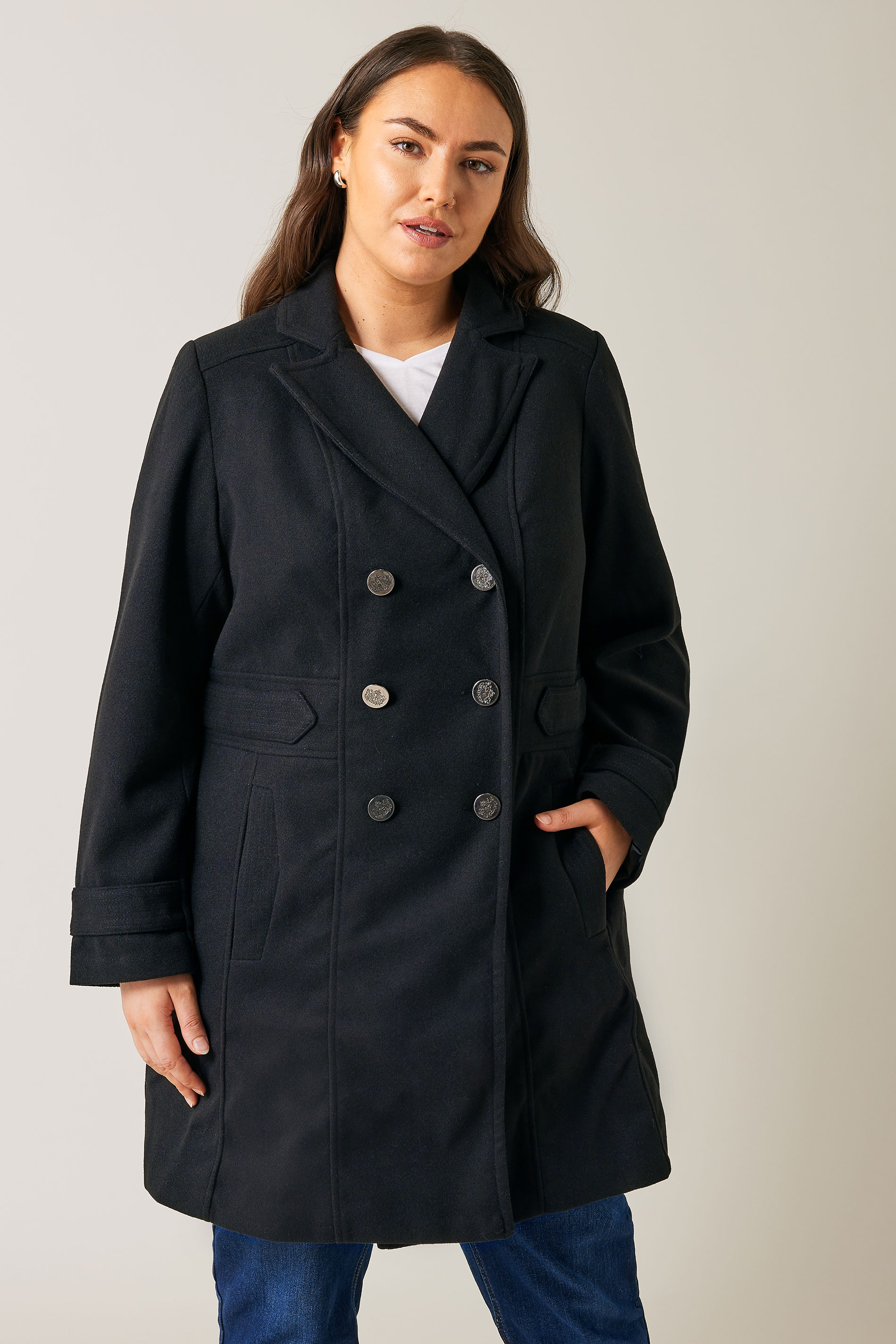 Evans Evans Black Military Coat