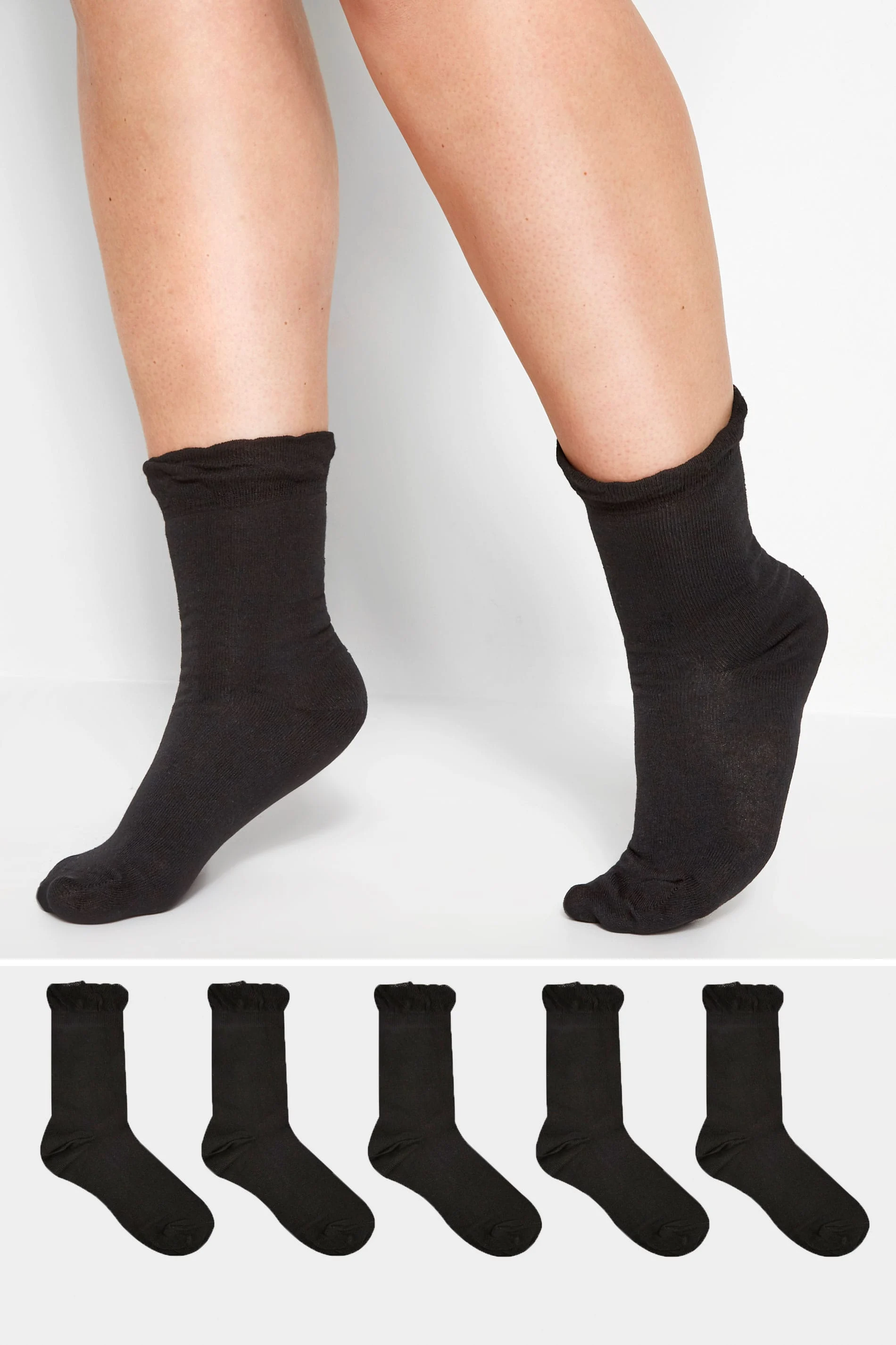 Yours 5 PACK Black Ankle Socks