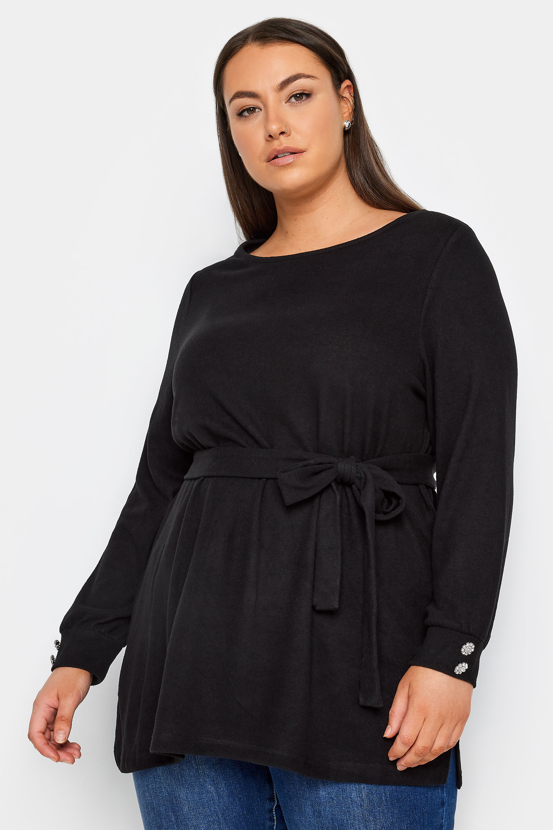 Evans Evans Black Tie Waist Top