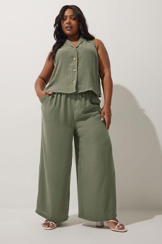 Limited Collection LIMITED COLLECTION Curve Khaki Green Button Waistcoat