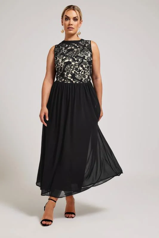 Yours London YOURS LONDON Curve Black Lace Bodice Maxi Dress