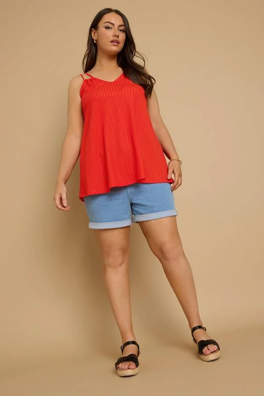 Yours YOURS Curve Orange Textured Double Strap Cami Top