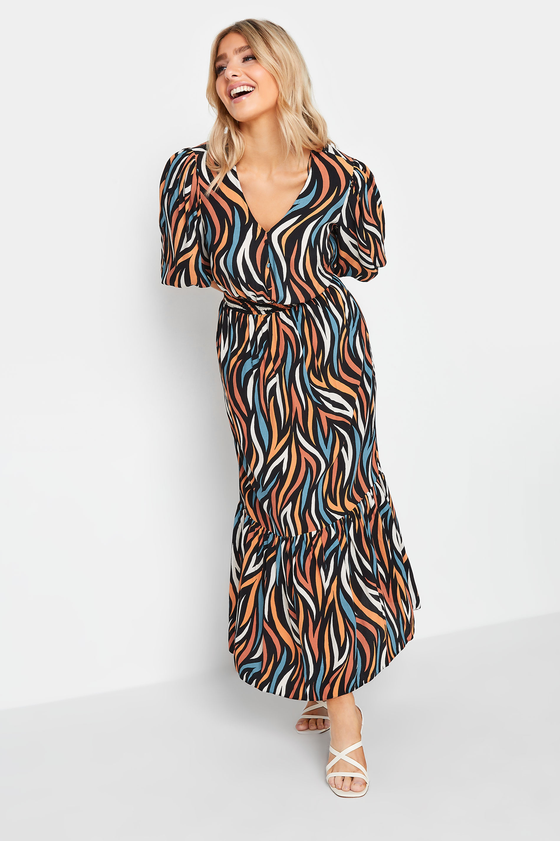 M&Co Womens M&Co Black Abstract Print Maxi Dress