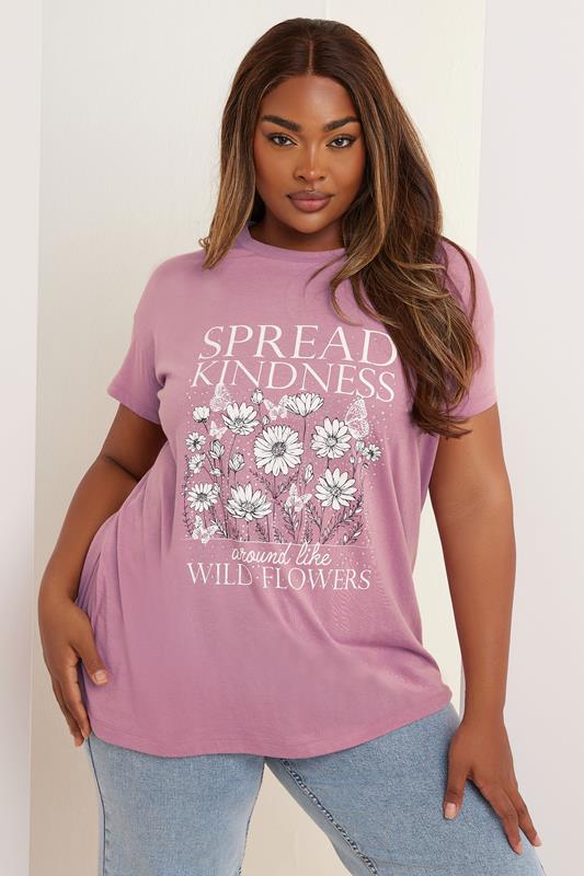 Yours YOURS Curve Pink 'Spread Kindness' Slogan Print T-Shirt