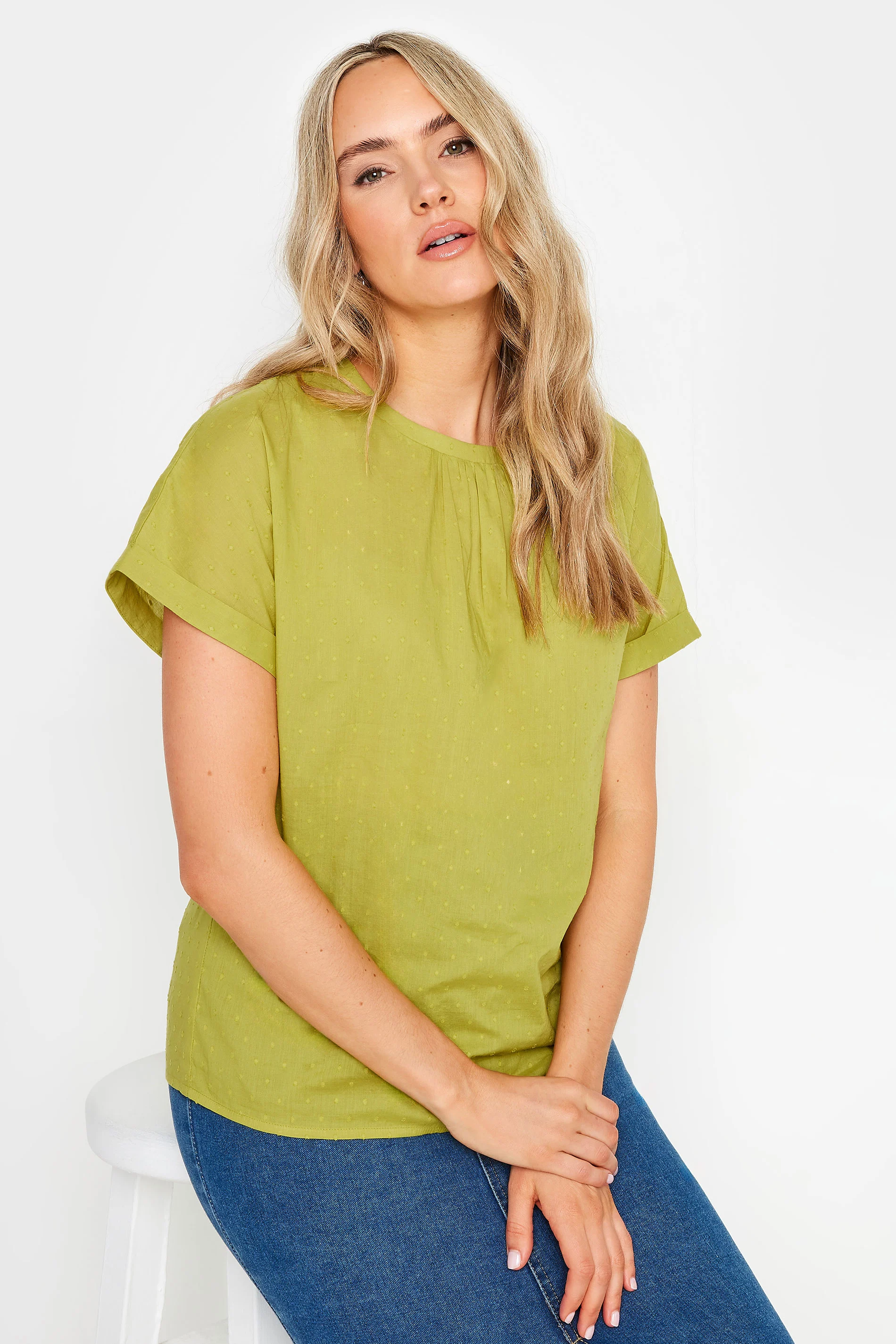 LTS LTS Tall Green Short Sleeve Dobby Top