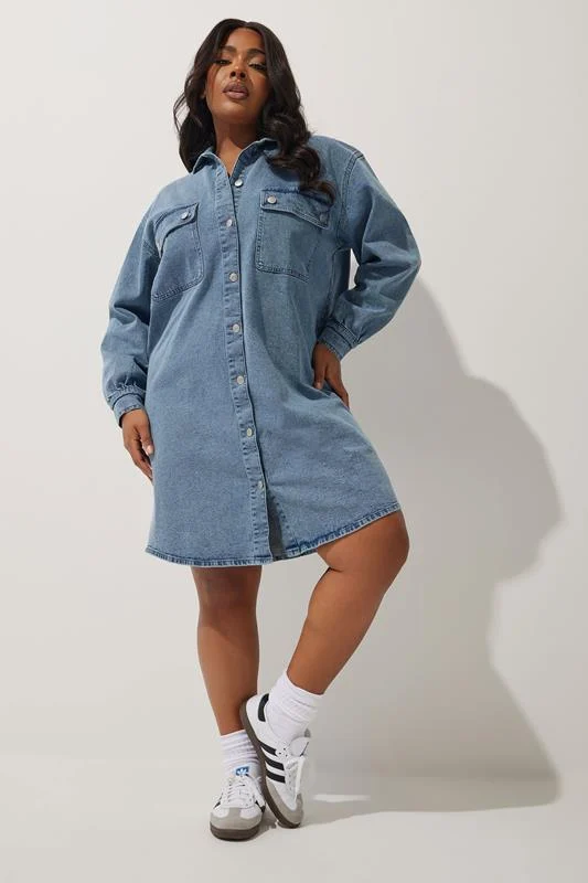 Limited Collection LIMITED COLLECTION Curve Mid Blue Denim Shirt Dress