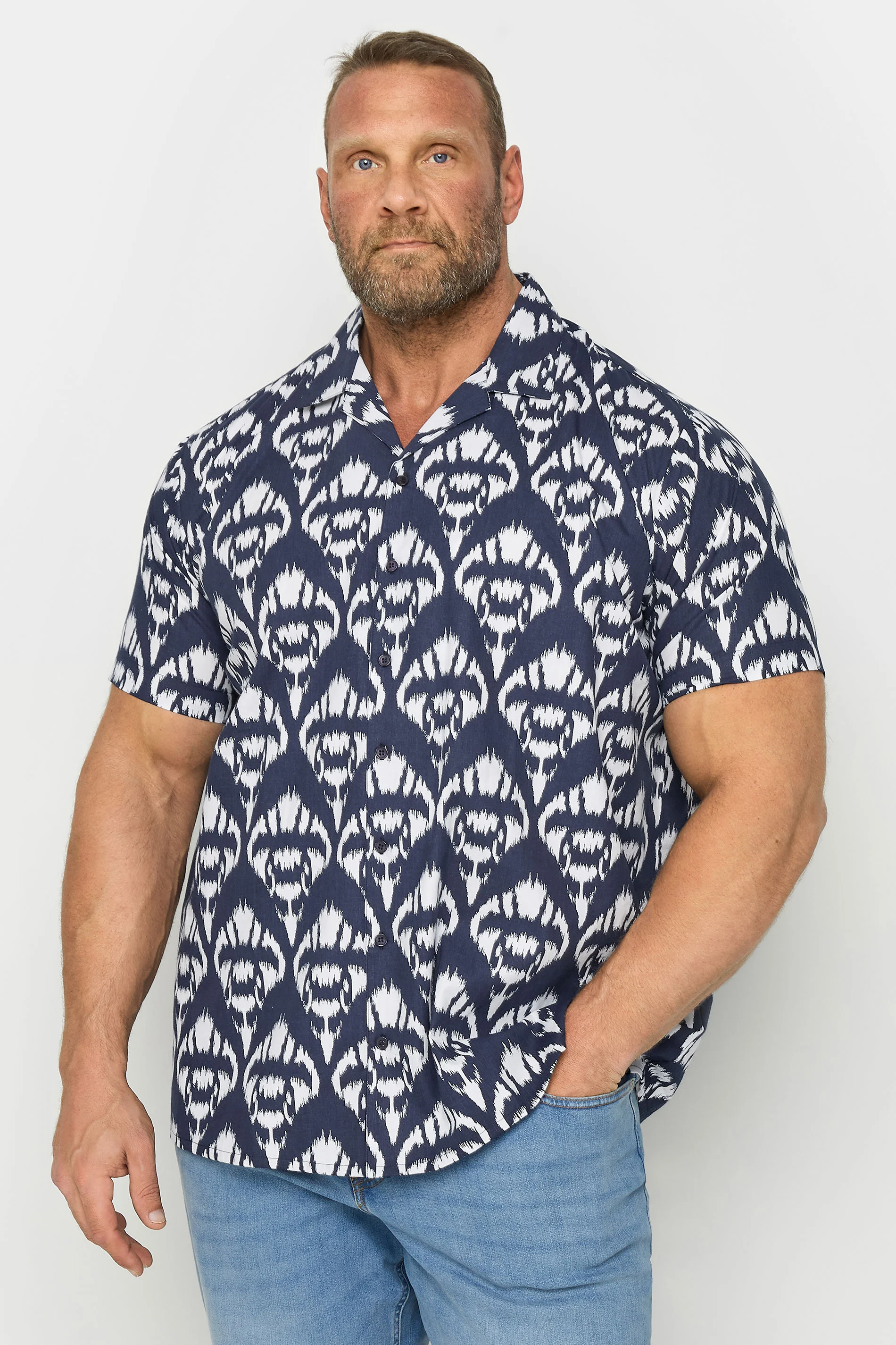BadRhino BadRhino Big & Tall Navy Blue Abstract Print Shirt