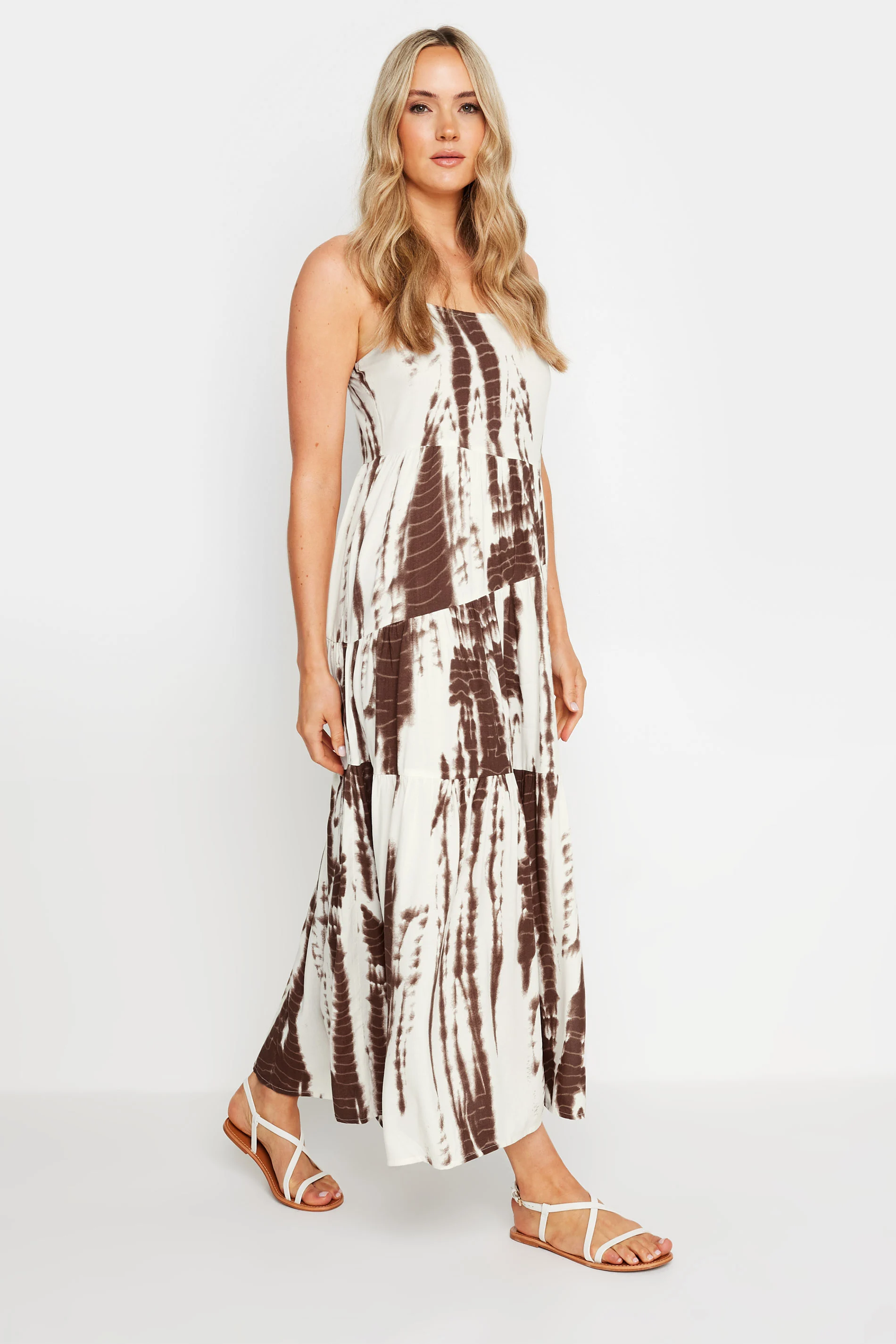 LTS LTS Tall Brown Tie Dye Strappy Midaxi Dress