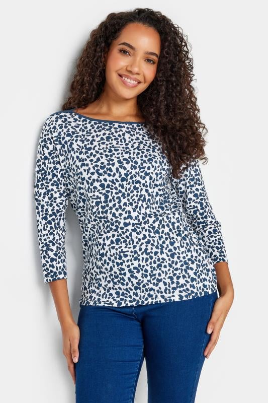 M&Co Womens M&Co Blue Dalmatian Print 3/4 Sleeve Top