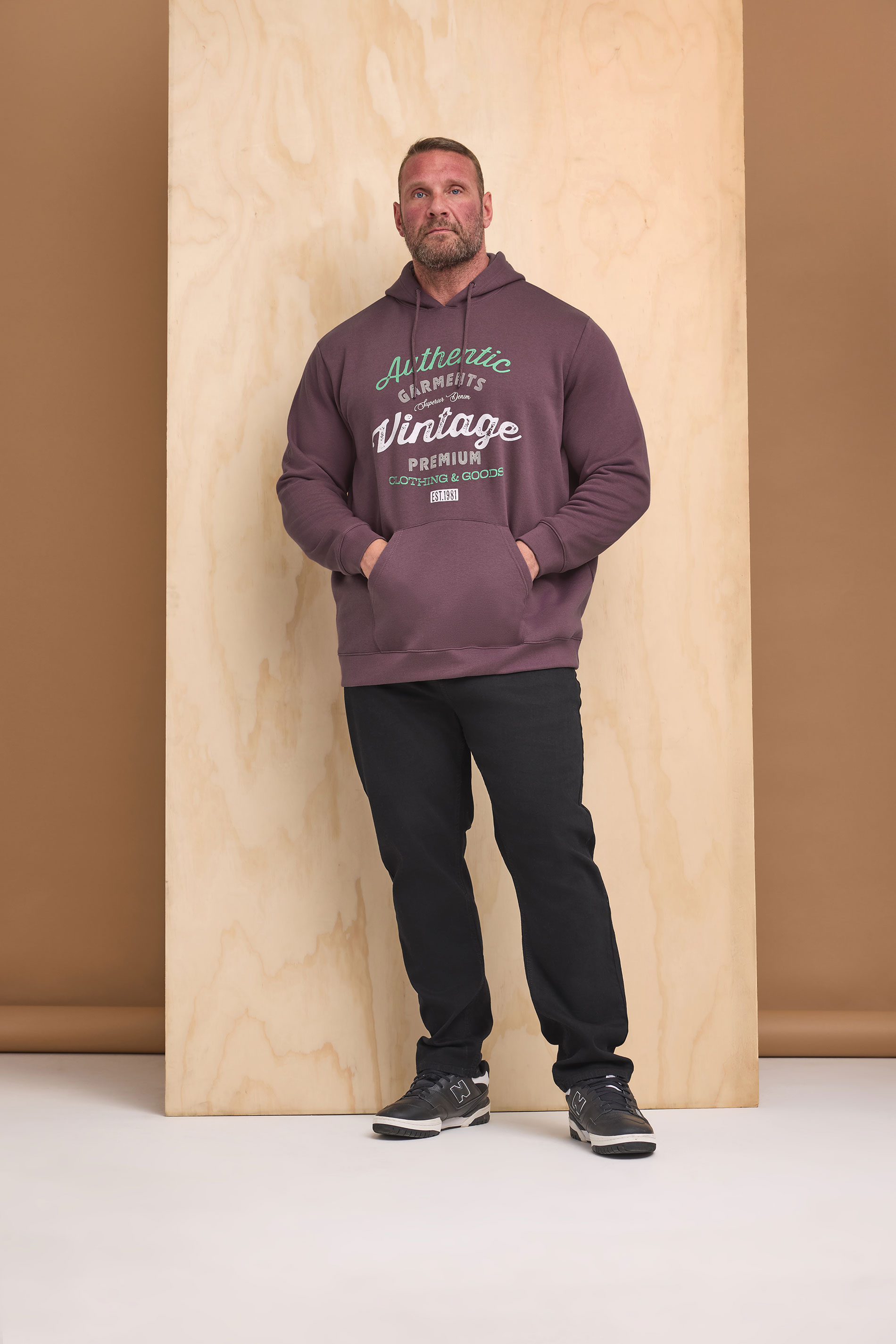 BadRhino BadRhino Big & Tall Plum 'Authentic Vintage' Graphic Hoodie