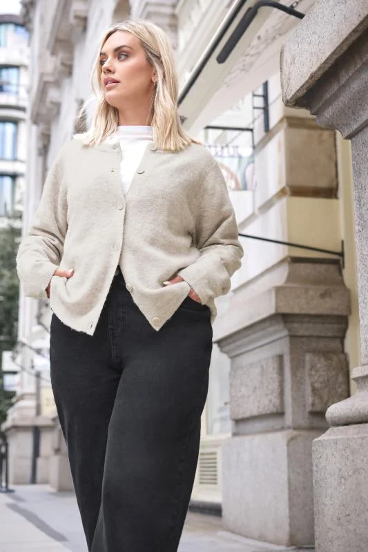 Yours YOURS Curve Natural Brown Button Through Cardigan