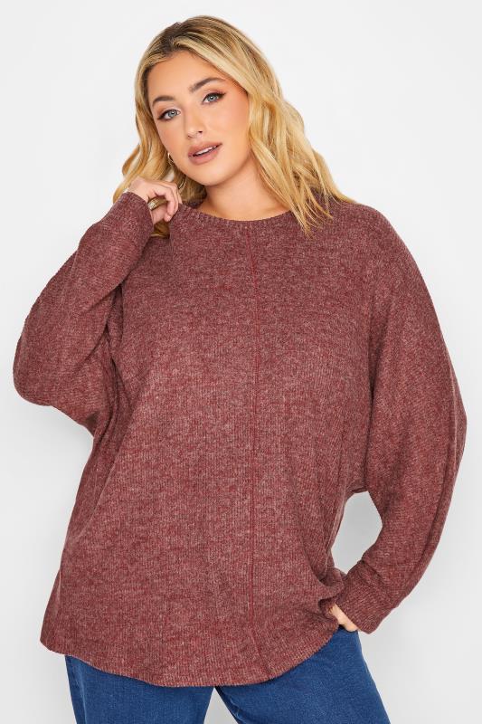 Yours YOURS Curve Red Soft Touch Ribbed Top