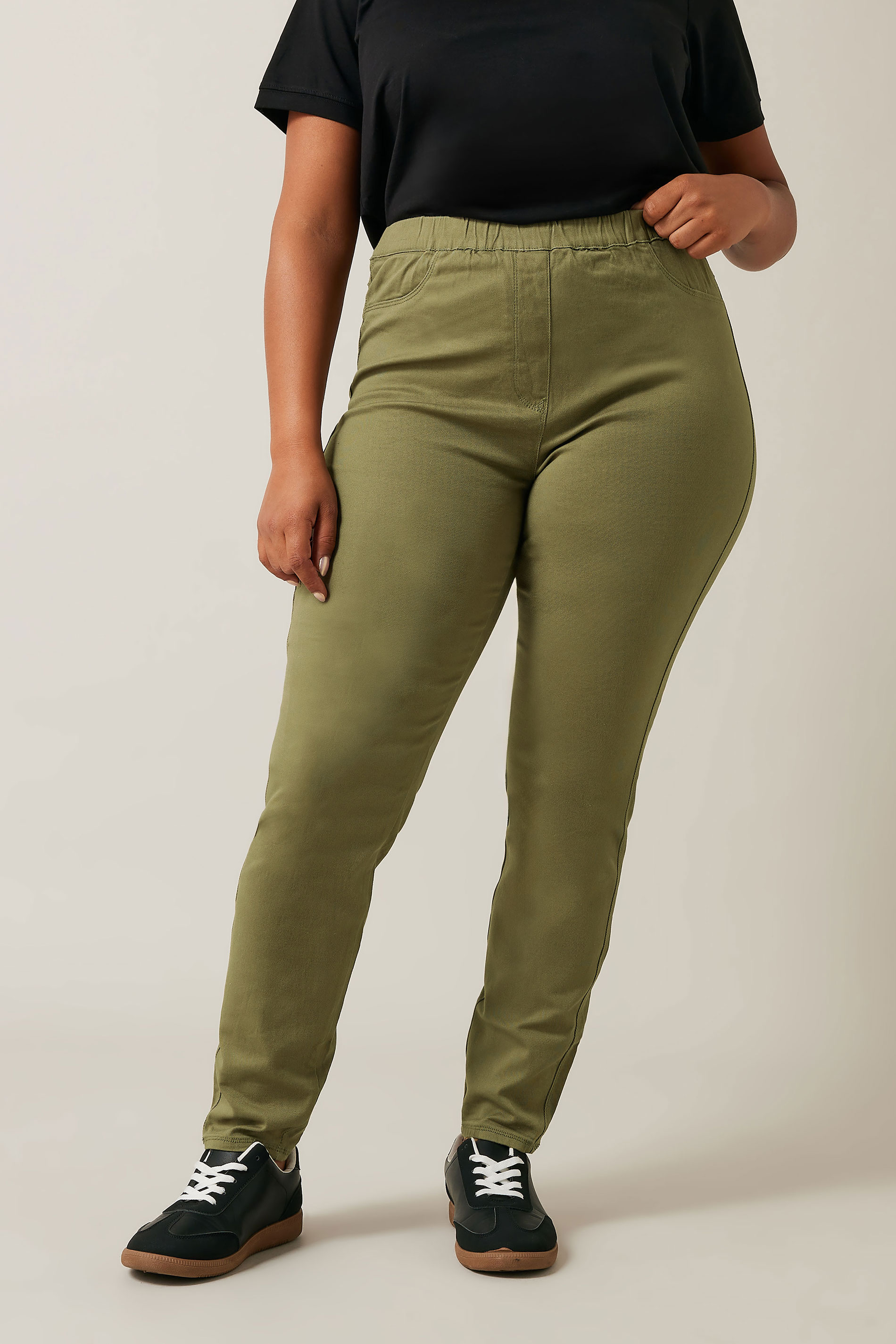 Evans Evans Khaki Green Pull On Jeggings