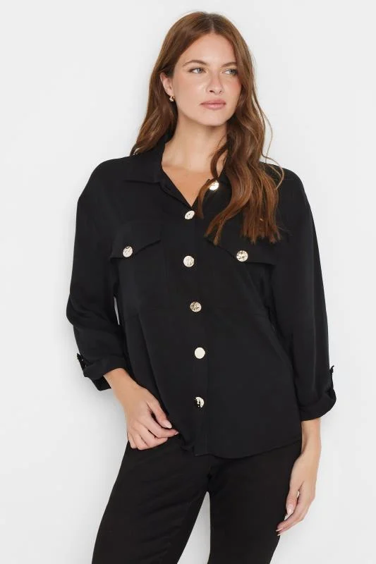M&Co Womens M&Co Black Statement Button Cotton Shirt