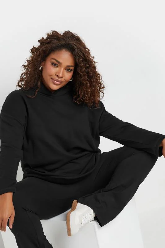 Yours YOURS Curve Black Oversized Long Sleeve Hoodie